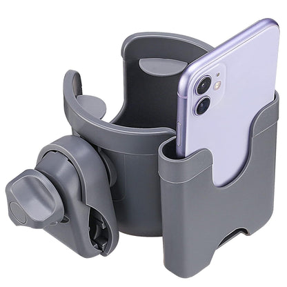 Suranew Universal Stroller Cup Holder, Adjustable Drink Holder with Phone Holder for Baby Stroller, Wheelchair, Walker, Bike, Scooter, Gifts for Family Member.
