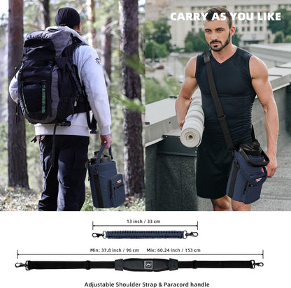 NATURE PIONEOR Water Bottle Holder with Adjustable Strap - Half/One Gallon (64/128oz) Insulated Water Bottle Sling Carrier with Phone Pocket & Paracord Handle, Outdoor Camping, Hiking, Gym