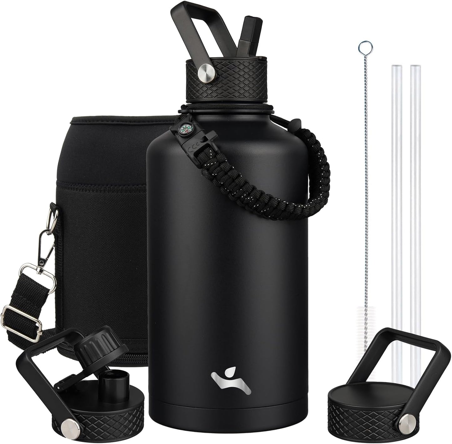 Konokyo 22oz Stainless Steel Bottles with 3 Lids Sport Insulated Water Bottle,Mint