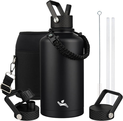 Konokyo 22oz Stainless Steel Bottles with 3 Lids Sport Insulated Water Bottle,Mint