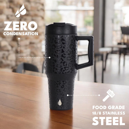 Elemental 32 oz 100% Leak Proof Tumbler with Handle & Straw - Stainless Steel Double Wall Insulated Tumbler for Hot and Cold Beverages - Travel Coffee Mug with Sip & Straw Lid - White - Colors B
