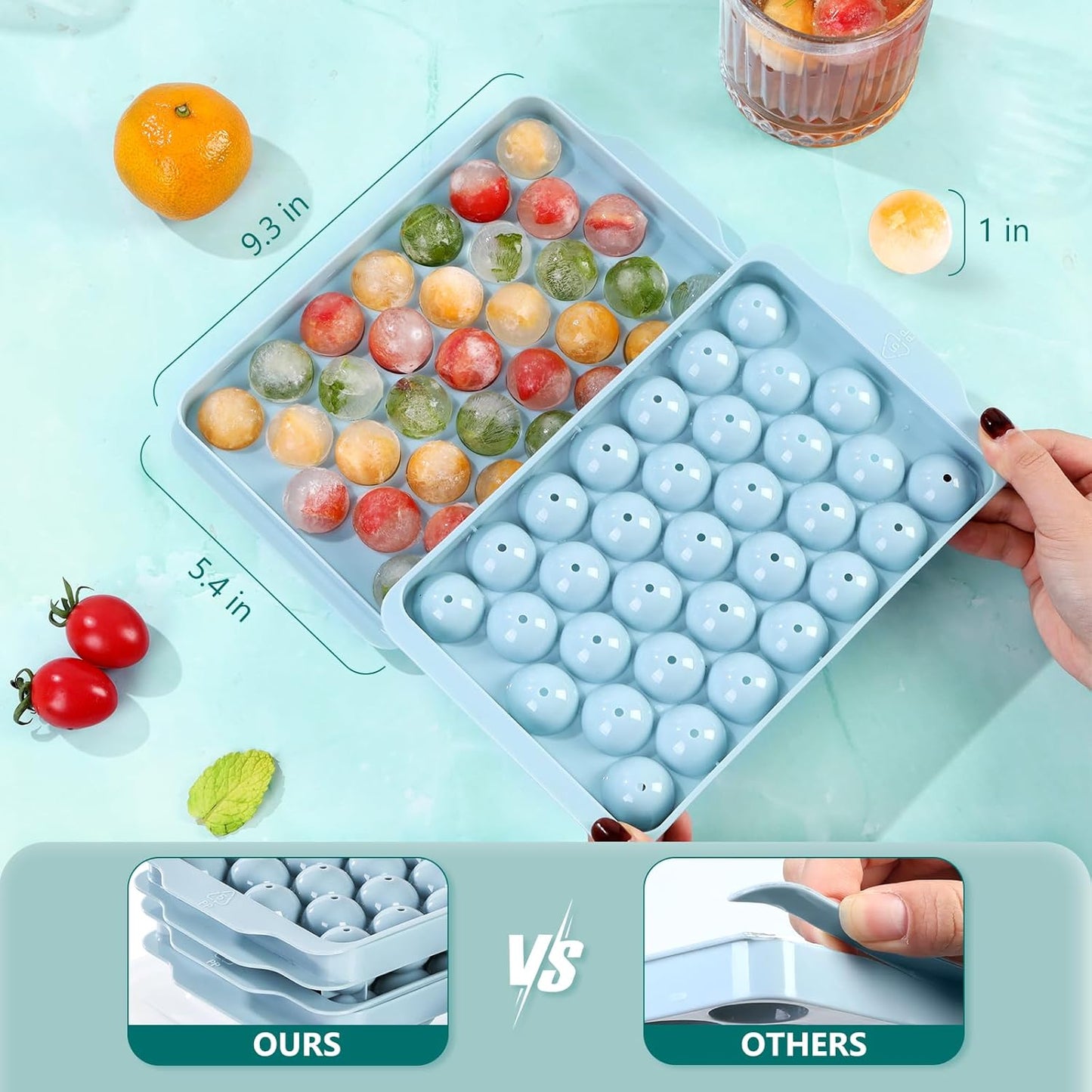 Optish 3 Pack Ice Trays for Freezer, 99 PCS Ice Cube Tray with Lid and Bin, Round Ice Cube Mold, Circle Ice Maker for Chilling Drinks (0.8 inch, Pink)
