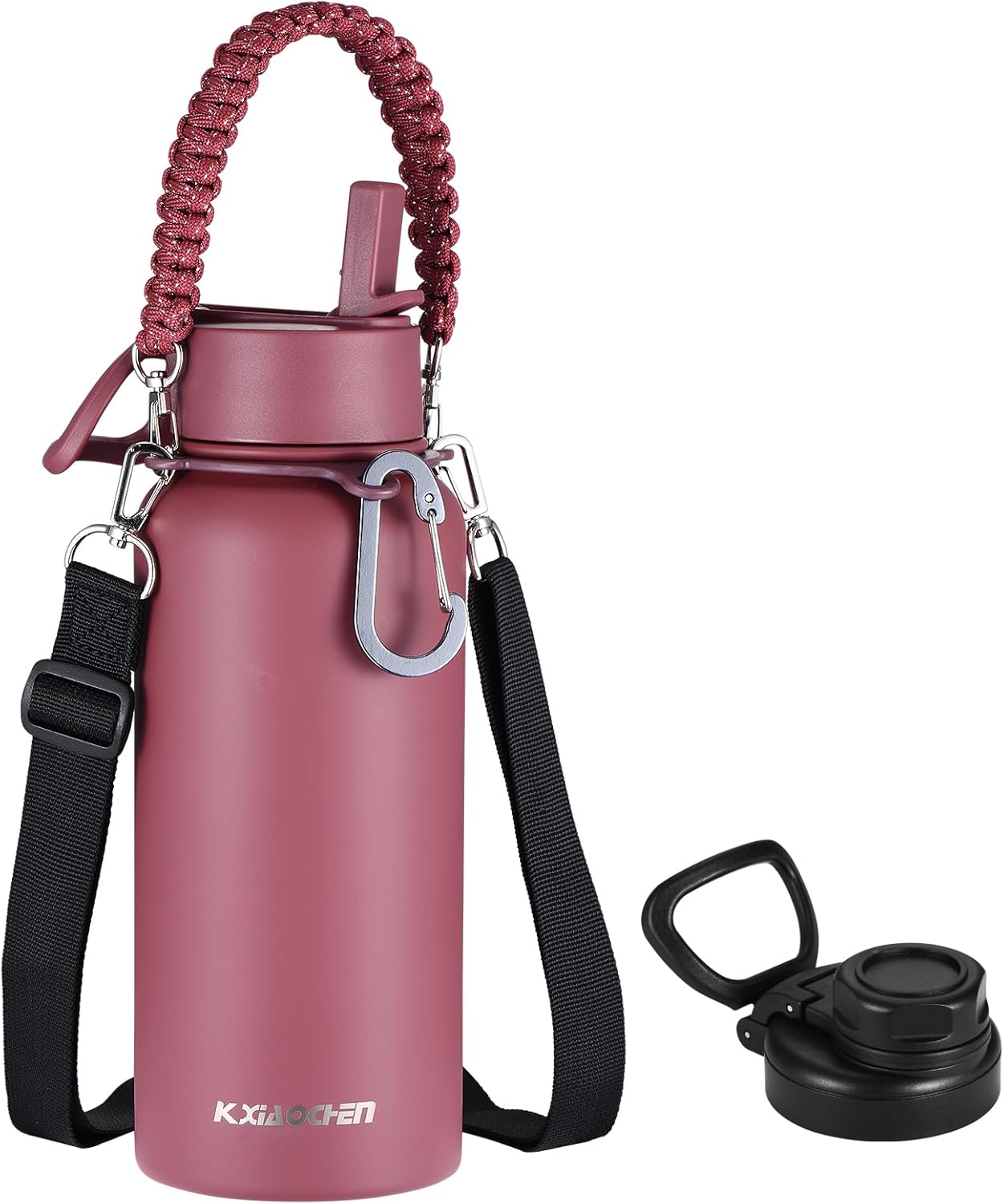 KXIAOCHEN Insulated Water Bottle With Strap, Cold For 48 Hrs Leak Proof, Triple Wall Stainless Steel Sports Water Bottle With Straw And Spout Lid For Gym Hiking Travel