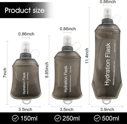 WILDREEDS 500ml Soft Flask, TPU Collapsible Soft Water Bottle for Hydration Pack, Running Vest, Folding Water Bottle for Hiking Cycling Climbing-1Pcs, White