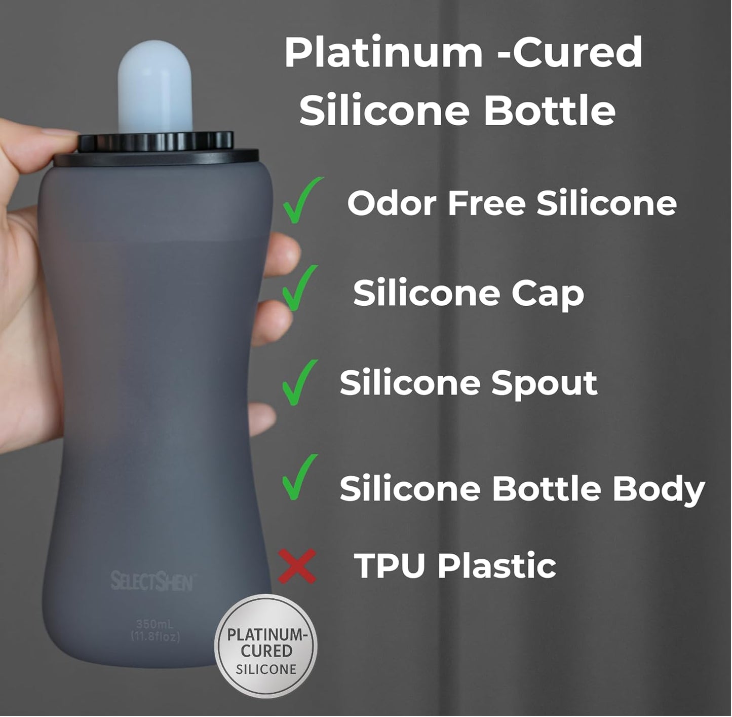 Handheld Running Water Bottle, Collapsible Water Bottle 350mL,Silicone Foldable, Odor Free,BPA-Free, Leak-Proof, Dishwasher-Safe, Hot & Cold Drinks, Running, Camping,Travel (Blue)