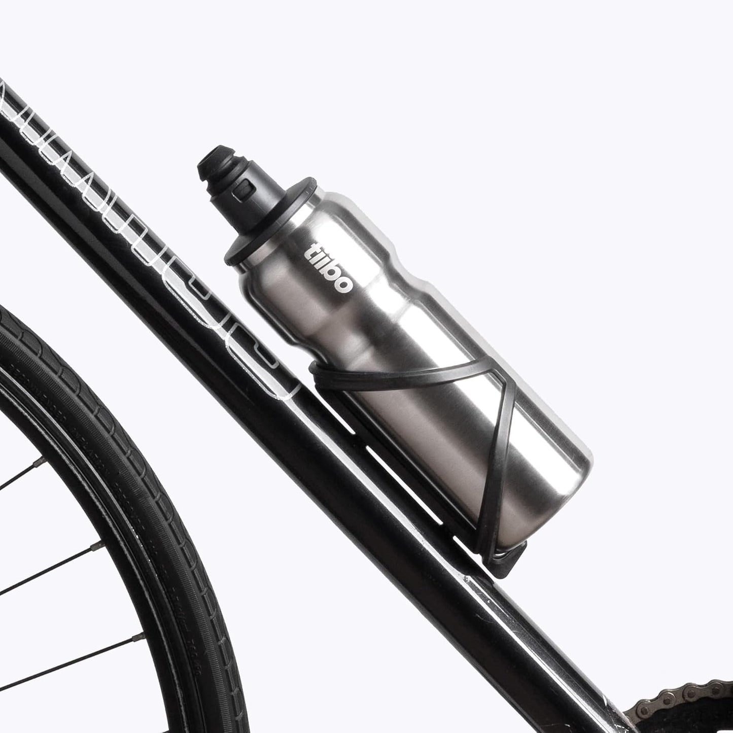 tiibo Vacuum Insulated Stainless Steel Bike Water Bottle, Double Wall, No-Squeeze, Fast Flow Sport Nozzle, Designed for Cycling, Biking, Fitness & Sports, Fits Most Bike Cages (Brushed, 23OZ)