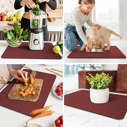 WISELIFE Dish Drying Mat Super Absorbent Drying Mat Large Dish Drying Mats for Kitchen Counter Easy Clean Dish Mat Kitchen Drying Mat15"x 18" Stylish Grey
