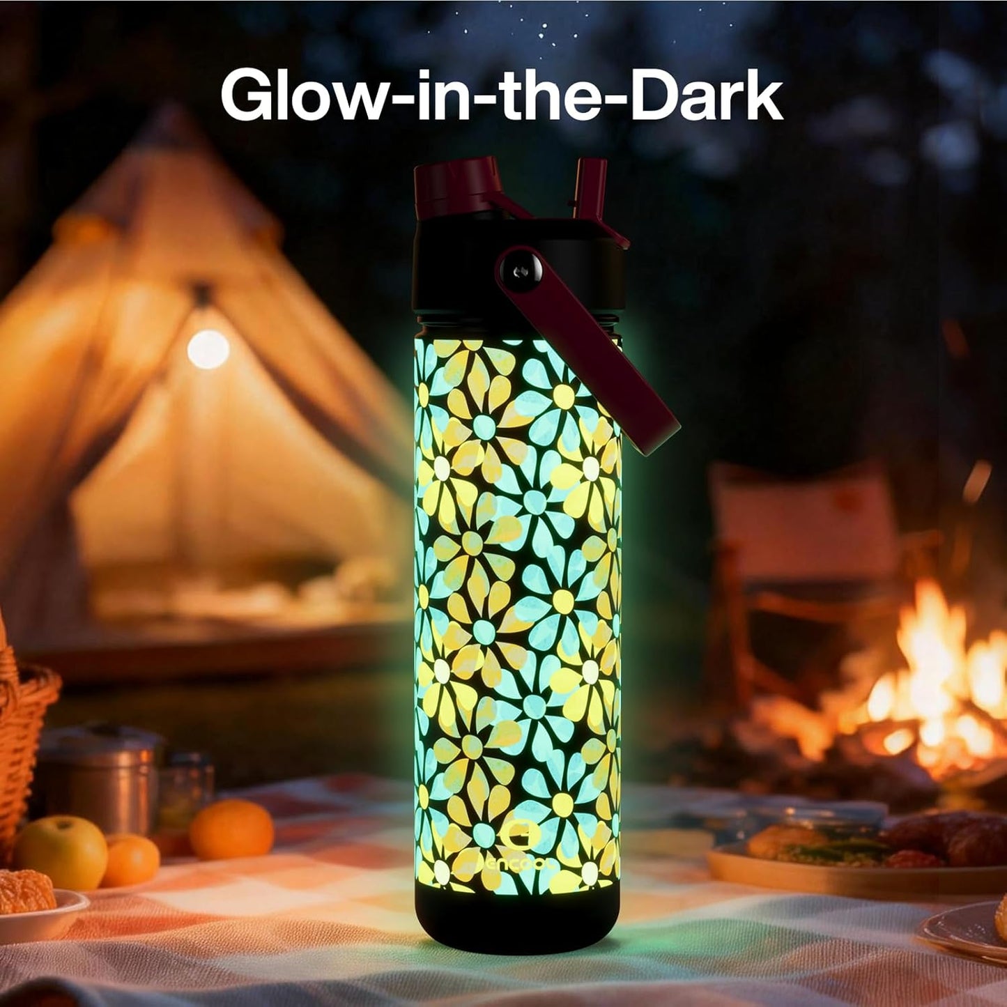 ENCOOL Insulated Water Bottle with Straw Stainless Steel Water Bottle, Leak-Proof, BPA-Free, Double Wall Vacuum Keeps Cold for 24 Hours for Sports, Travel, School (26 oz, Cotton Candy) - Colors D
