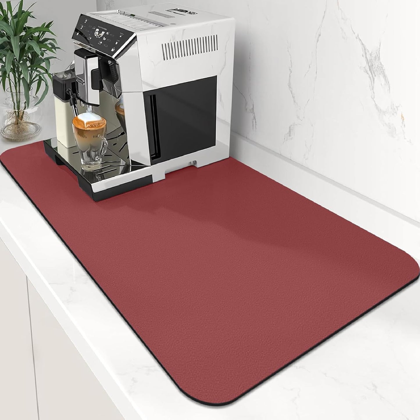 WISELIFE Coffee Mat Super Absorbent Dish Drying Mat Coffee Bar Accessories Match with Machine Large Drying Mats for Kitchen Counter 12" W x 19" L, Black