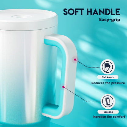 Meoky 40 oz Tumbler with Handle and Straw: Stainless Steel Insulated Tumbler with Lid and Straw - 100% Leak Proof Tumbler for Car Cup Holders - Travelers Commuters Workers, Donut