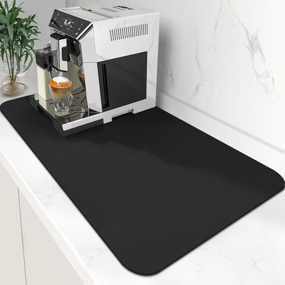 WISELIFE Coffee Mat Super Absorbent Dish Drying Mat Coffee Bar Accessories Match with Machine Large Drying Mats for Kitchen Counter 12" W x 19" L, Black