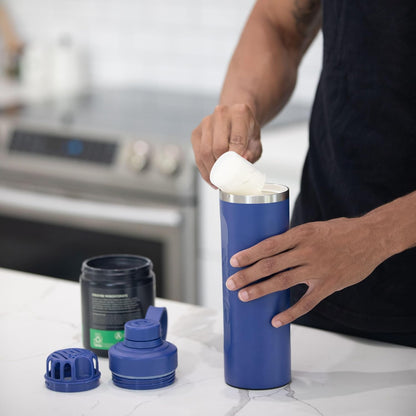 RTIC 24oz Refuel Water Bottle with Workout Protein Shaker, Insulated, Stainless Steel, Metal, Double Wall Vacuum-Insulation, Ceramic Lined, Leak-Proof Chug Lid, Tumbler, Black