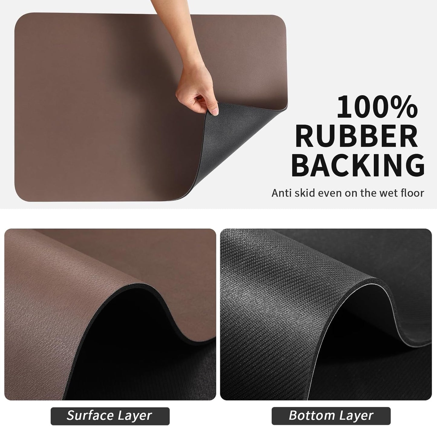 HotLive Dish Drying Mat for Kitchen Counter, Heat Resistant Drainer Mats with Non-slip Rubber Backed, Hide Stain Kitchen Super Absorbent Draining Mat, Easy to Clean Dish Rack Pad, Dark Grey 16"x18"