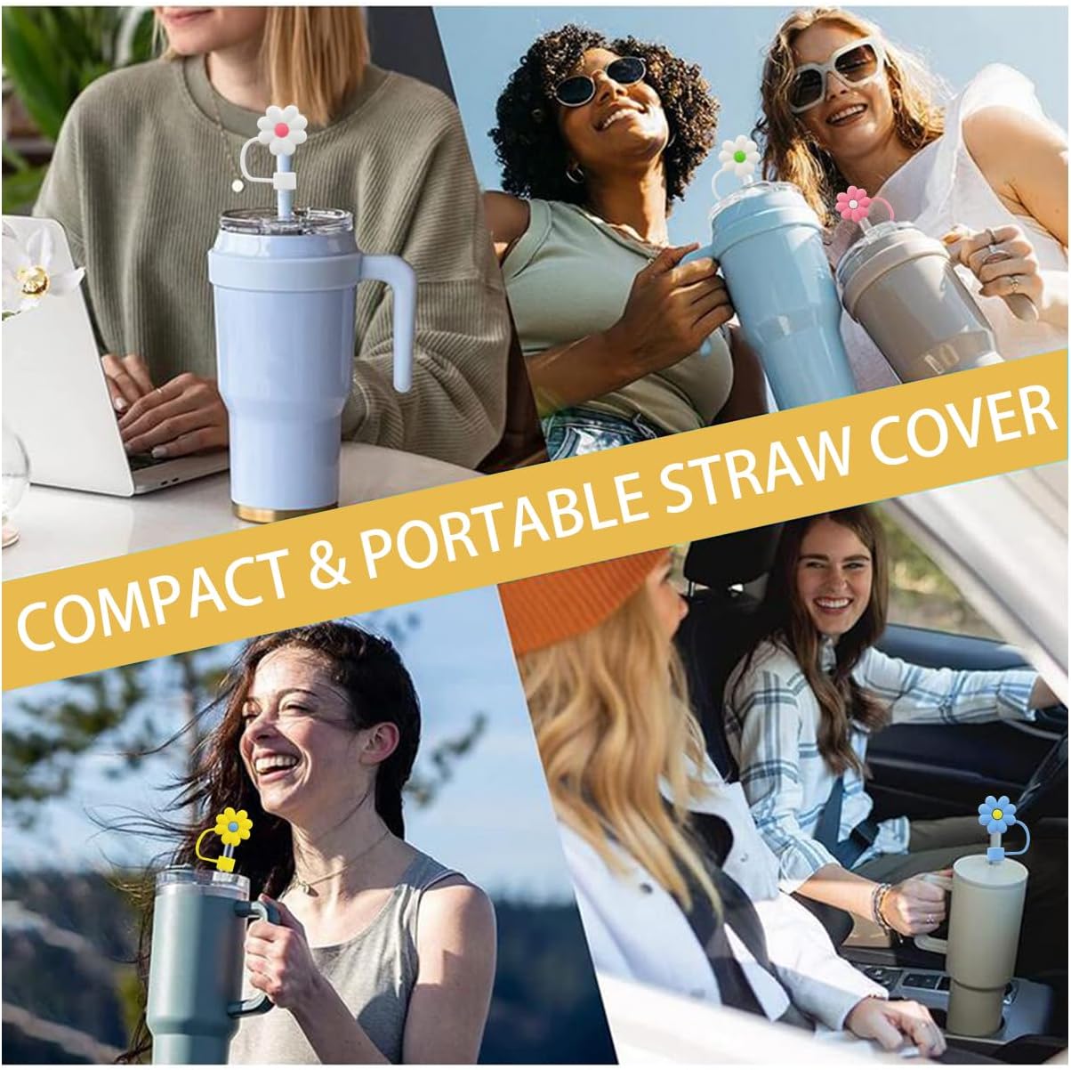 Straw Cover Cap for Stanley Cup,Silicone Straw Topper 10 mm 0.4 in Reusable Straw Tips Lids,Straw Tip Covers for Stanley Cups Accessories