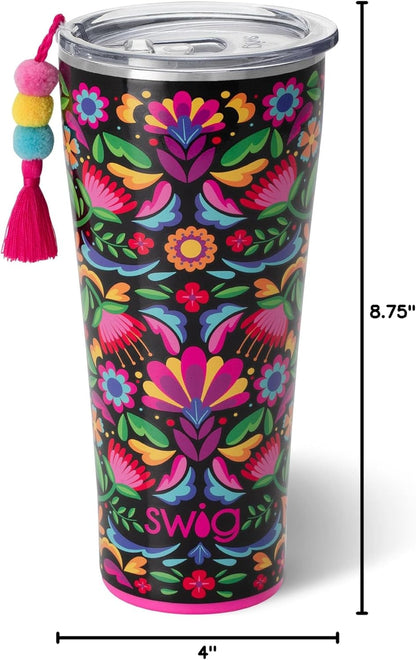 Swig Life 32oz Insulated Tumbler, Travel Coffee Tumbler with Lid, Cup Holder Friendly Travel Coffee Mug, Stainless Steel with Lid (Hayride)
