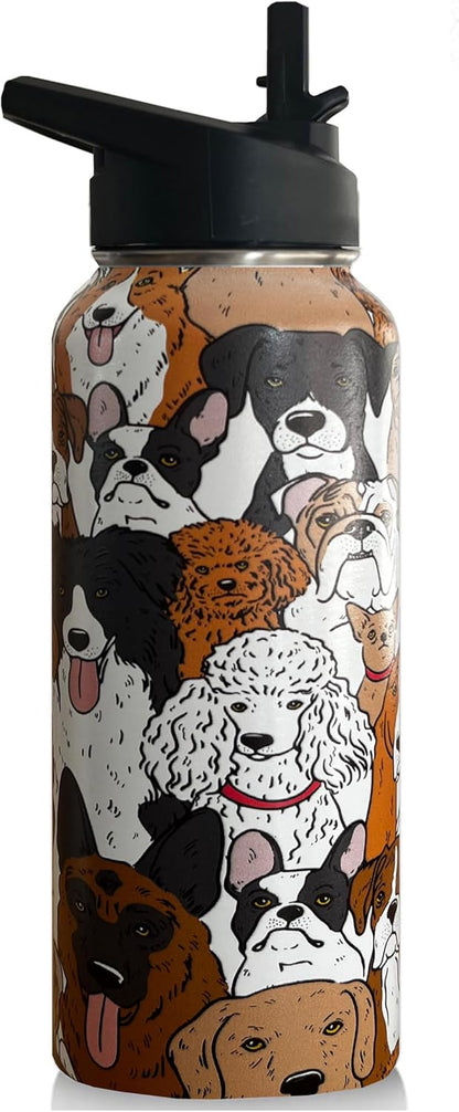 32oz Pickleball Water Bottle Insulated Vacuum Stainless Steel Tumbler Travel Mugs With Straw for Game Sport,Pickleball Accessories