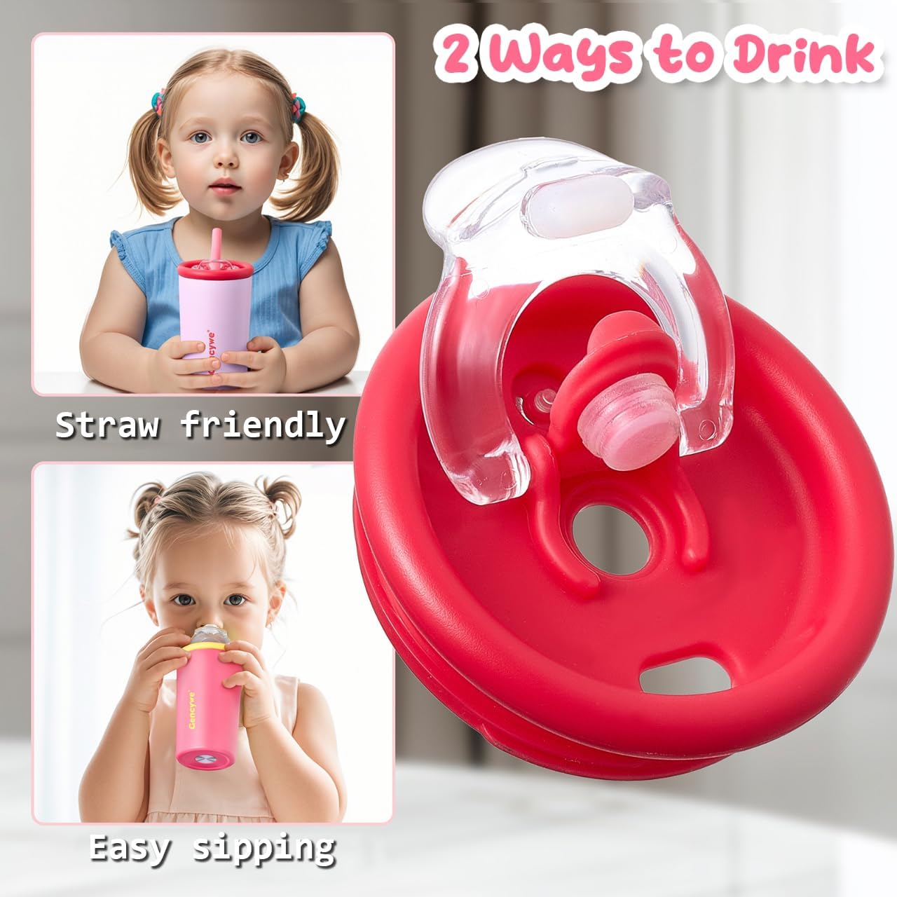 Gencywe 2 PACK Kids Double Walled Stainless Steel Cups with Straws and lids | 12 oz Spill-Proof Sippy Smoothie Tumbler Set, Small Kids Snack & Drink Water Cups, BPA-Free (Age: 3+ years old & up)