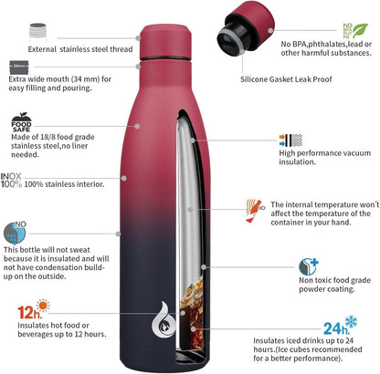 BJPKPK Insulated Water Bottle 12oz Small Stainless Steel Water Bottles Reusable Metal Thermal Keep Cold and Hot,Dreamy Purple - Colors B