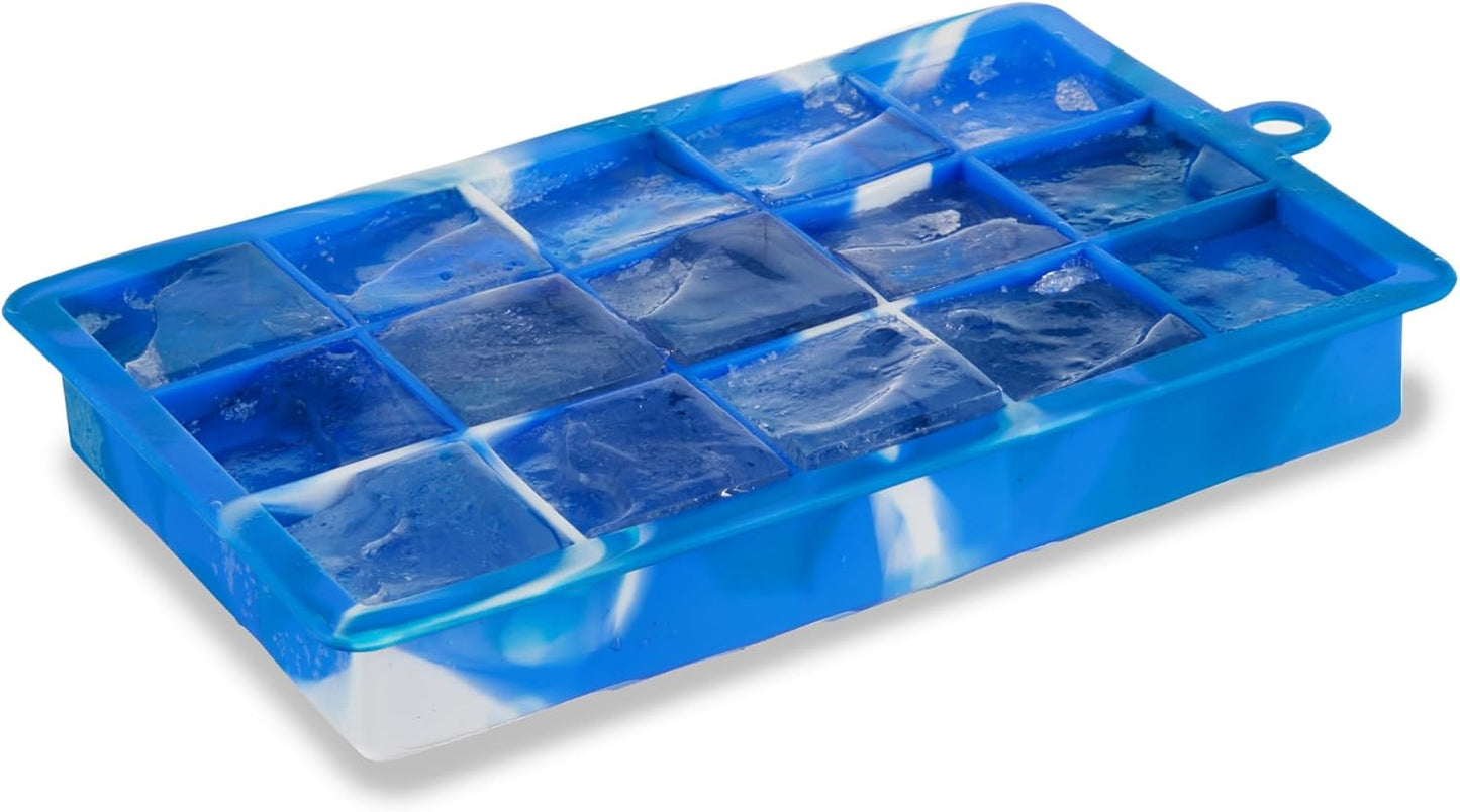Host Ice Cube Tray, Makes Four 5-Inch Long Cubes, Durable Silicone Trays with Easy Release Design, Perfect for Water Bottles and Highball Glasses, Home Bar Accessories, Set of 1, Marble
