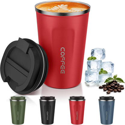 MOMSIV 12oz Travel Mug, Insulated Coffee Cup with Leakproof Lid, Travel Coffee Mug Vacuum Stainless Steel Double Walled Reusable Coffee Cup for Hot and Cold Water Coffee