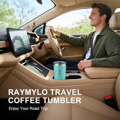 RAYMYLO Insulated Travel Coffee Tumbler 20oz, Detachable & Spill-Proof Slider Lid for Thorough Clean, Stainless Steel Reusable Coffee Mug with Lid Fits Most Car Cup Holder & BPA Free