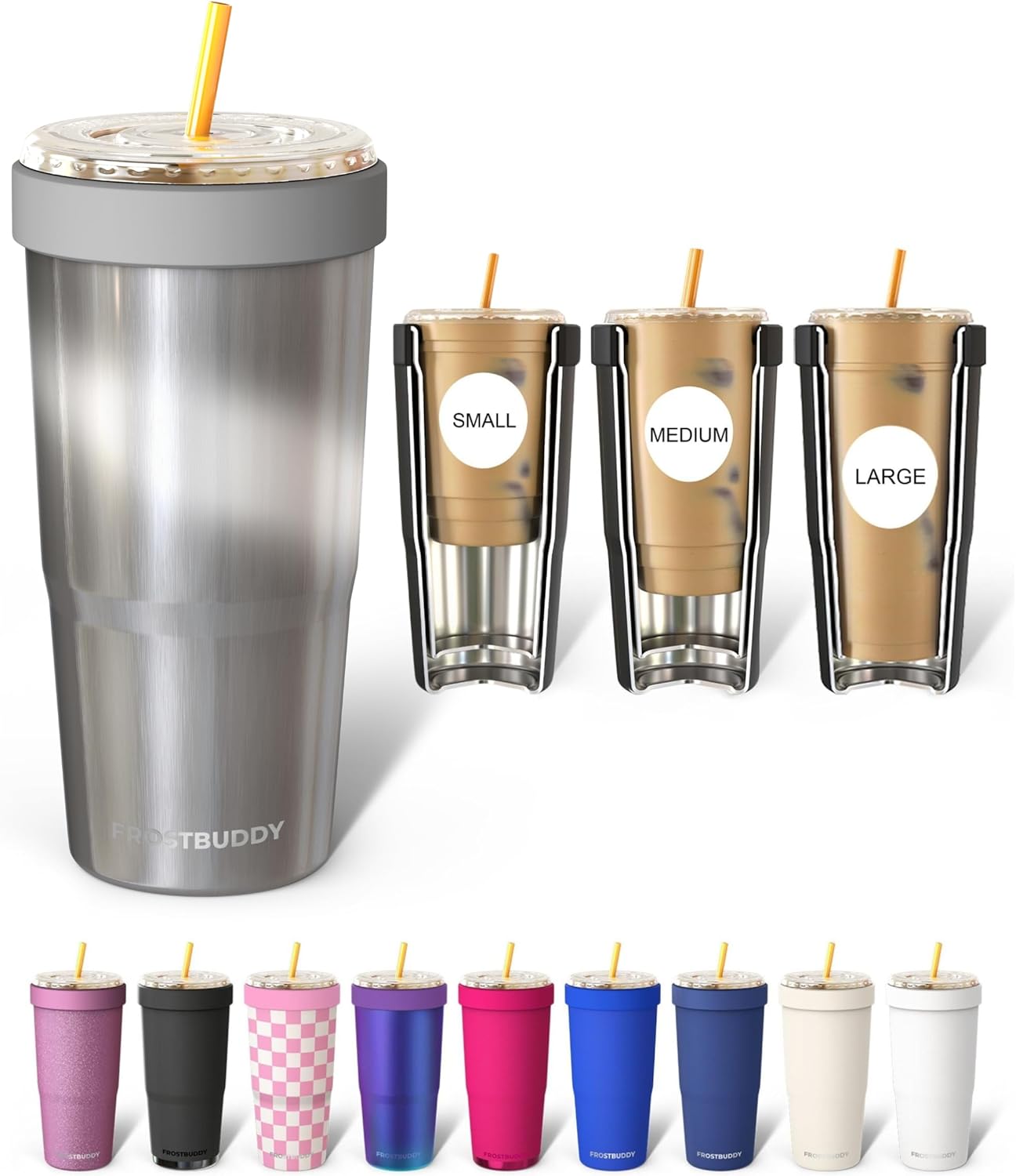 Frost Buddy Togo Buddy | 30 oz Stainless Steel Vacuum Insulated Tumbler | To Go Coffee Cup – Iced Coffee Cups, Iced Coffee Sleeve, Travel Mug, Thermal Cup for Hot & Cold Drinks, Dunkin Cup (Pencil) - Colors B