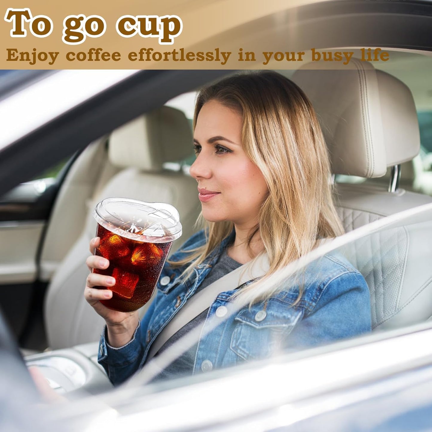 Alaeseje 50 Pack Clear Plastic Cups with Strawless Sip Lids,16 oz Iced Coffee Cups with Lids,Disposable PET Crystal Cups,Round Bottom To Go Cup for Iced Coffee Juice Smoothie Cold Beverage