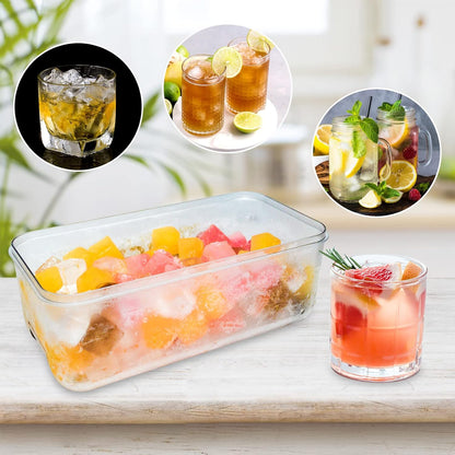 Ice Trays for Freezer with Lid & Bin, Ice Cube Tray Making 64 pcs Ice Cubes, Easy Press to Release Ice, Ice Tray with Storage Bin Chilling Cocktail Whiskey Coffee 2 Trays 1 Ice Bucket & Scoop (Black)