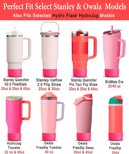 KTKUDY 2Pcs Silicone Boot for Stanley Quencher Tumbler 30 oz 40 oz & IceFlow 20 oz 30 oz & Fit Owala Freesip Water Bottle & Fit Hydro Flask & More - Cup Bottom Accessories Fit Stanley Cup