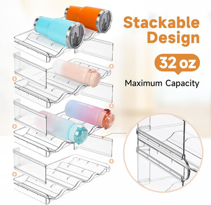 spospo Stackable Water Bottle Organizer, Large Compartment Water Bottle Holder, 4 Tier Clear Water Bottle Organizer for Cabinet, Bottle Rack for Kitchen Organization and Storage - Hold 16 Bottles
