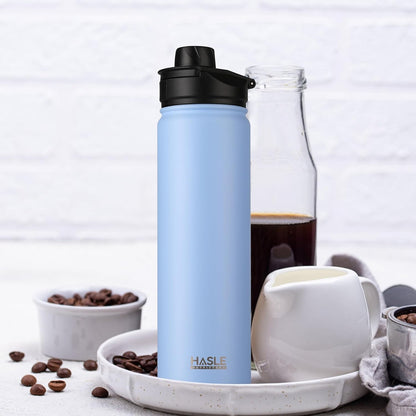 HASLE OUTFITTERS 32 oz Insulated Water Bottle Stainless Steel Double Walled Vacuum Sports Water Bottle with 2 Lids (Straw and Spout Lid) for Gym Camping Hiking(Black,1)