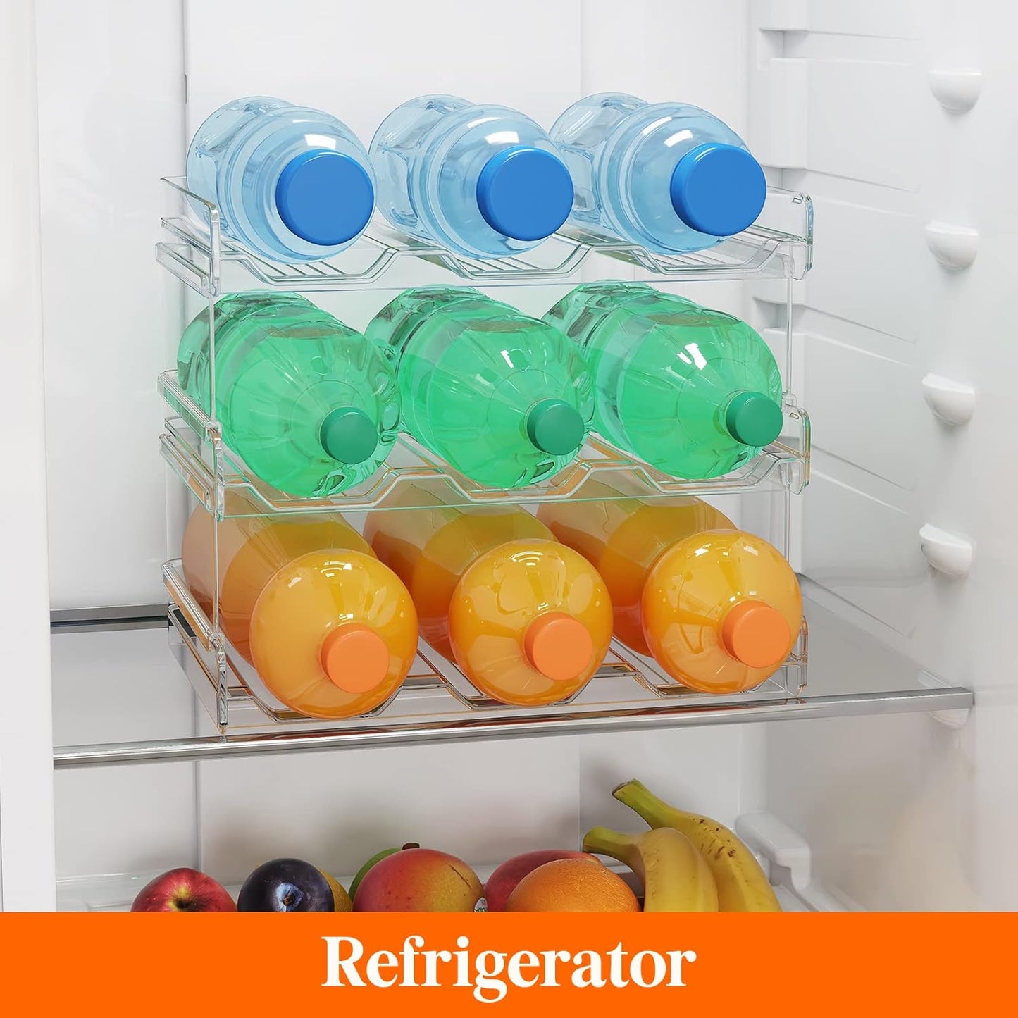 Lifewit 2 Tier Stackable Water Bottle Organizer for Cabinet, Plastic Bottle Holder Fits 6 Bottles/Tumblers up to 3.8" Diameter for Pantry/Countertop/Cupboard, 28 x 19 x 15 cm/11 x 7.5 x 5.7"