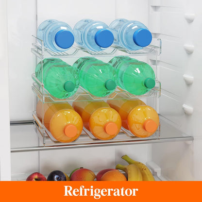 Lifewit 2 Tier Stackable Water Bottle Organizer for Cabinet, Plastic Bottle Holder Fits 6 Bottles/Tumblers up to 3.8" Diameter for Pantry/Countertop/Cupboard, 28 x 19 x 15 cm/11 x 7.5 x 5.7"