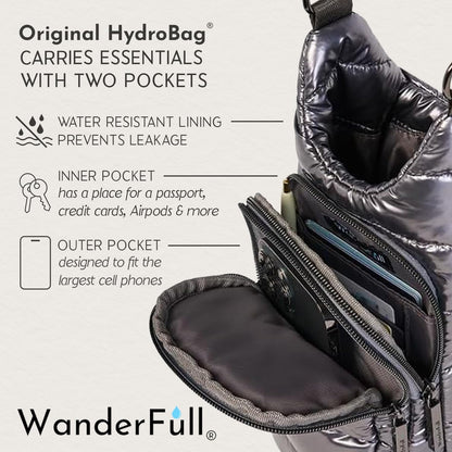 WanderFull Original HydroBag Fits Up to 32 oz Water Bottle Holder with Strap – Hands-Free Crossbody Water Bottle Carrier Bag with Phone Pocket - Colors A