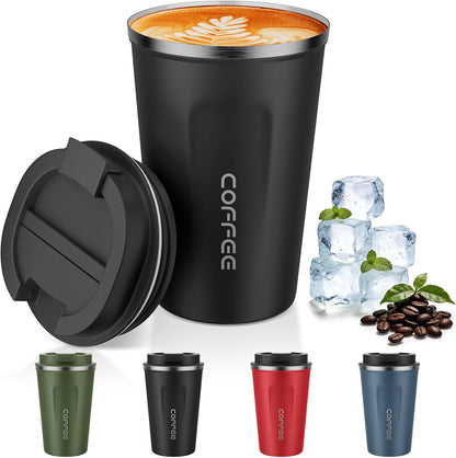 MOMSIV 12oz Travel Mug, Insulated Coffee Cup with Leakproof Lid, Travel Coffee Mug Vacuum Stainless Steel Double Walled Reusable Coffee Cup for Hot and Cold Water Coffee