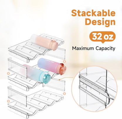spospo Stackable Water Bottle Organizer, Large Compartment Water Bottle Holder, 4 Tier Clear Water Bottle Organizer for Cabinet, Bottle Rack for Kitchen Organization and Storage - Hold 16 Bottles