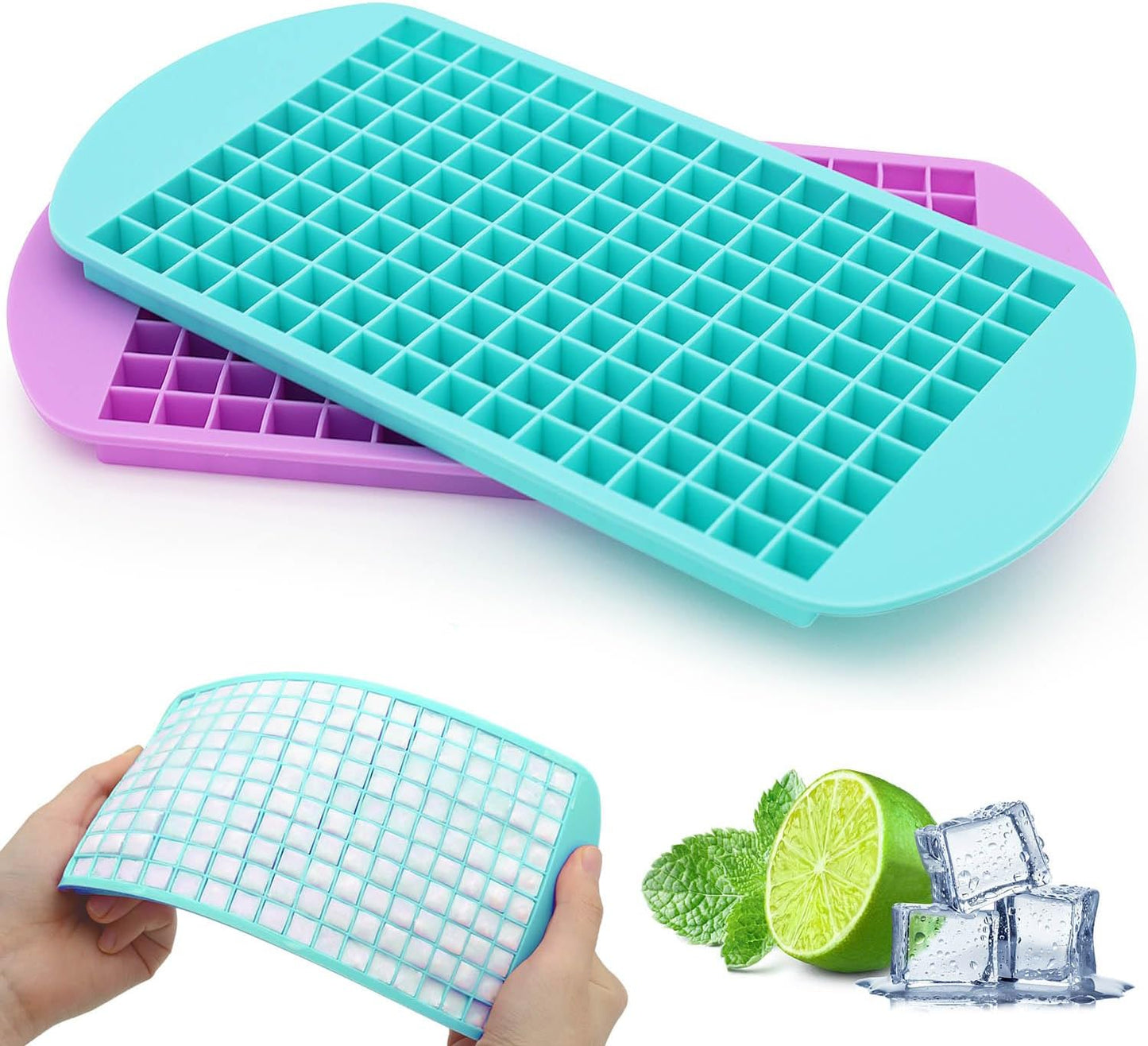 Mini Ice Cube Trays for Freezer 1 Pack — 160 Small Crushed Ice Cube Molds, BPA Free Food Grade Silicone, Easy Release Stackable Trays for Iced Coffee, Whiskey, Cocktail & Drinks