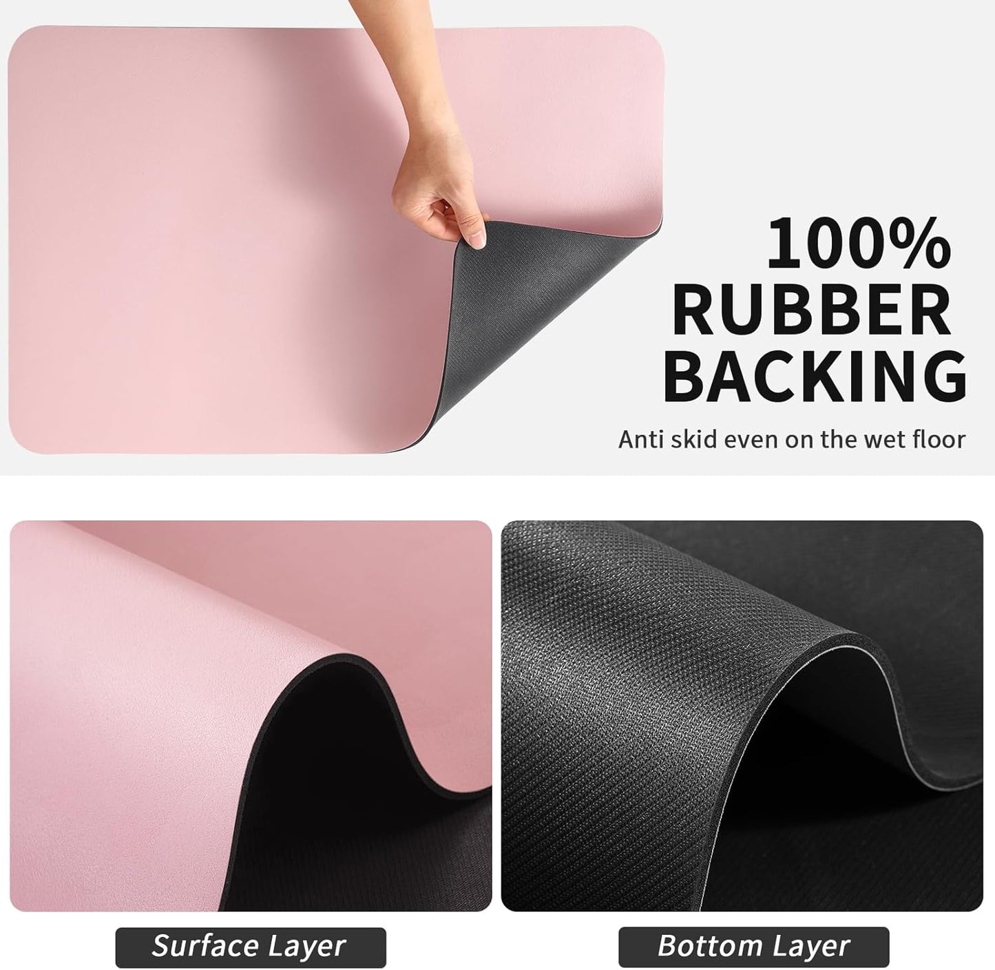 HotLive Dish Drying Mat for Kitchen Counter, Heat Resistant Drainer Mats with Non-slip Rubber Backed, Hide Stain Kitchen Super Absorbent Draining Mat, Easy to Clean Dish Rack Pad, Dark Grey 16"x18"
