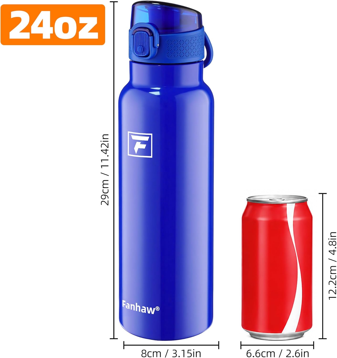 Fanhaw 24 oz Insulated Water Bottle with Soft Silicone Spout Lid, Leakproof Stainless Steel Vacuum Bottle for School, Sports& Daily Use, Kids, Teens& Adults, Back to School Essentials (Pink)