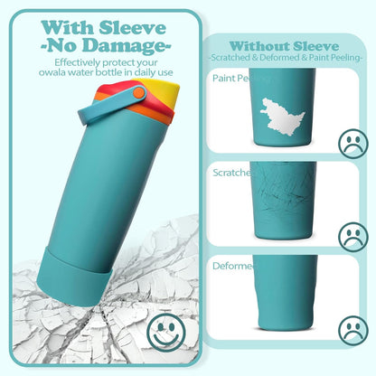 2PCS Silicone Boots for Owala 30oz & 40oz FreeSip Sway Bottles & Tumblers – Non-Slip, Scratch-Resistant, Stability Enhancer for Owala Accessories (Eucalyptus Green) - Colors B