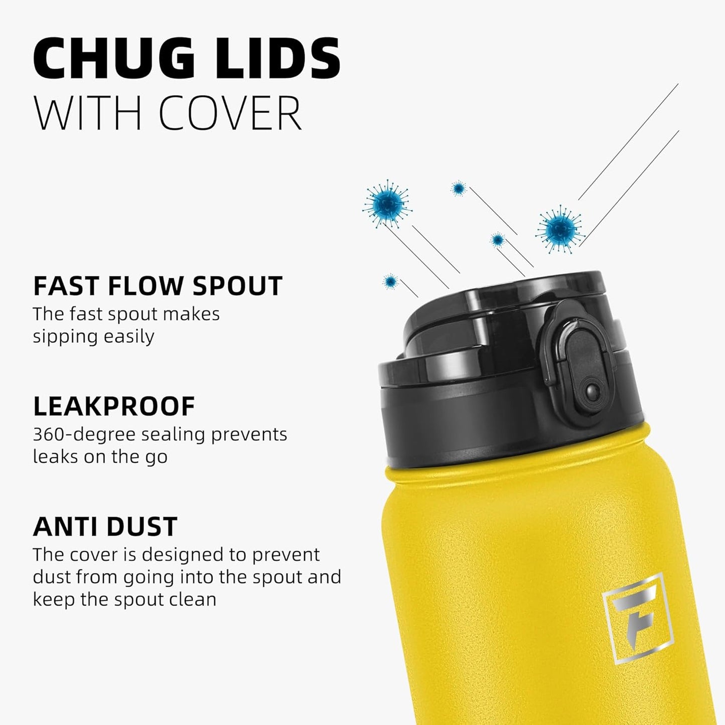 Fanhaw 20 oz Insulated Stainless Steel Water Bottle with Anti-Dust Chug Lid, Leakproof Vacuum Metal Everyday Use Bottle for Kids, Teens & Adults, Back to School Essentials (Green Blue)