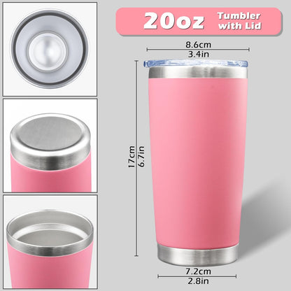 AIANJI 20oz Tumbler Bulk Stainless Steel Tumblers with Lid Vacuum Insulated Double Wall Travel Coffee Mug Powder Coated Tumbler Cup for Hot and Cold Drinks(Stainless Steel, 1 pack)