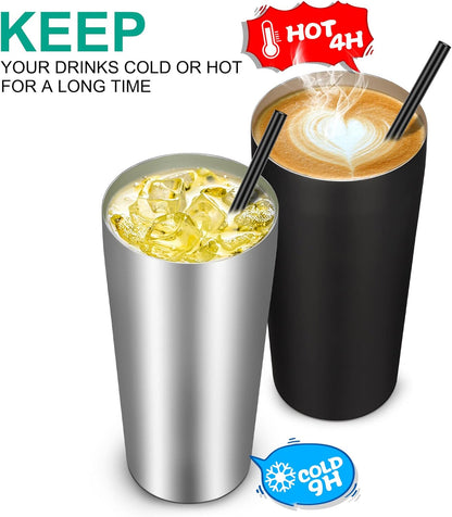 VEGOND 20oz Tumbler Bulk with Lid and Straw 1 Pack, Stainless Steel Vacuum Insulated Tumbler, Double Wall Coffee Cup Travel Mug, River Green
