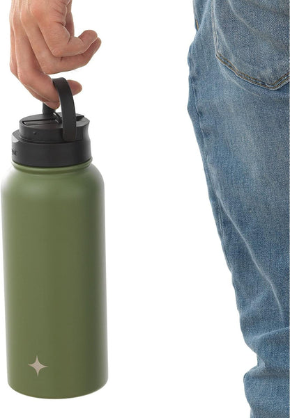JoyJolt Triple Insulated Water Bottle with Straw Lid AND Flip Lid! 22oz Water Bottle, 12 Hour Hot/Cold Vacuum Insulated Stainless Steel Water Bottle. BPA-Free Leakproof Water Bottles - Thermos Bottle