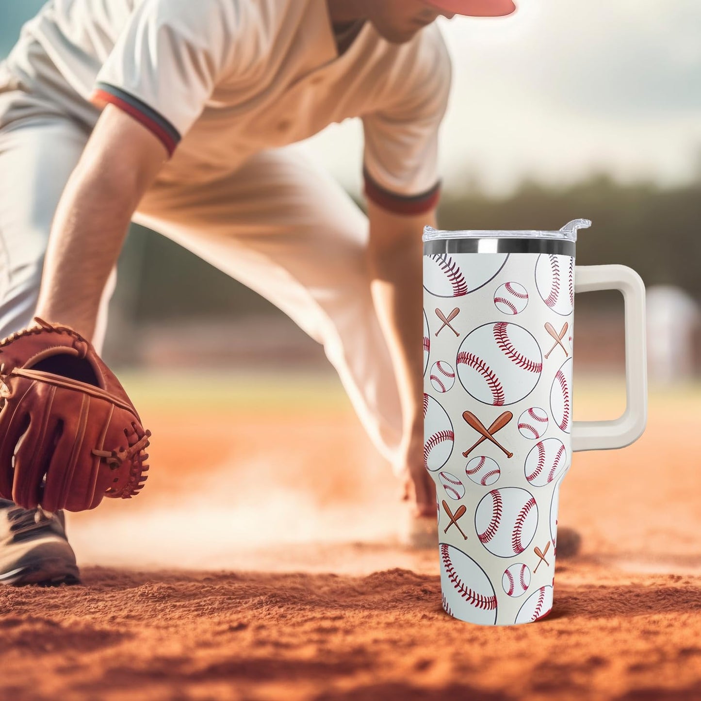 Ceovfoi 40 oz Pickleball Coffee Mug Vacuum Insulated Travel Tumbler with Handle, Lid & Straw - Perfect Pickleball Gifts for Players, Coaches, Lovers | Pickleball Accessories