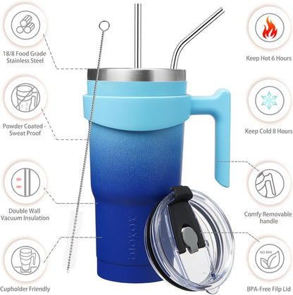 BJPKPK Tumbler With Handle And Straw Lid 40 oz Stainless Steel Insulated Coffee Tumbler Cups For Home, Office or Car,Turquoise