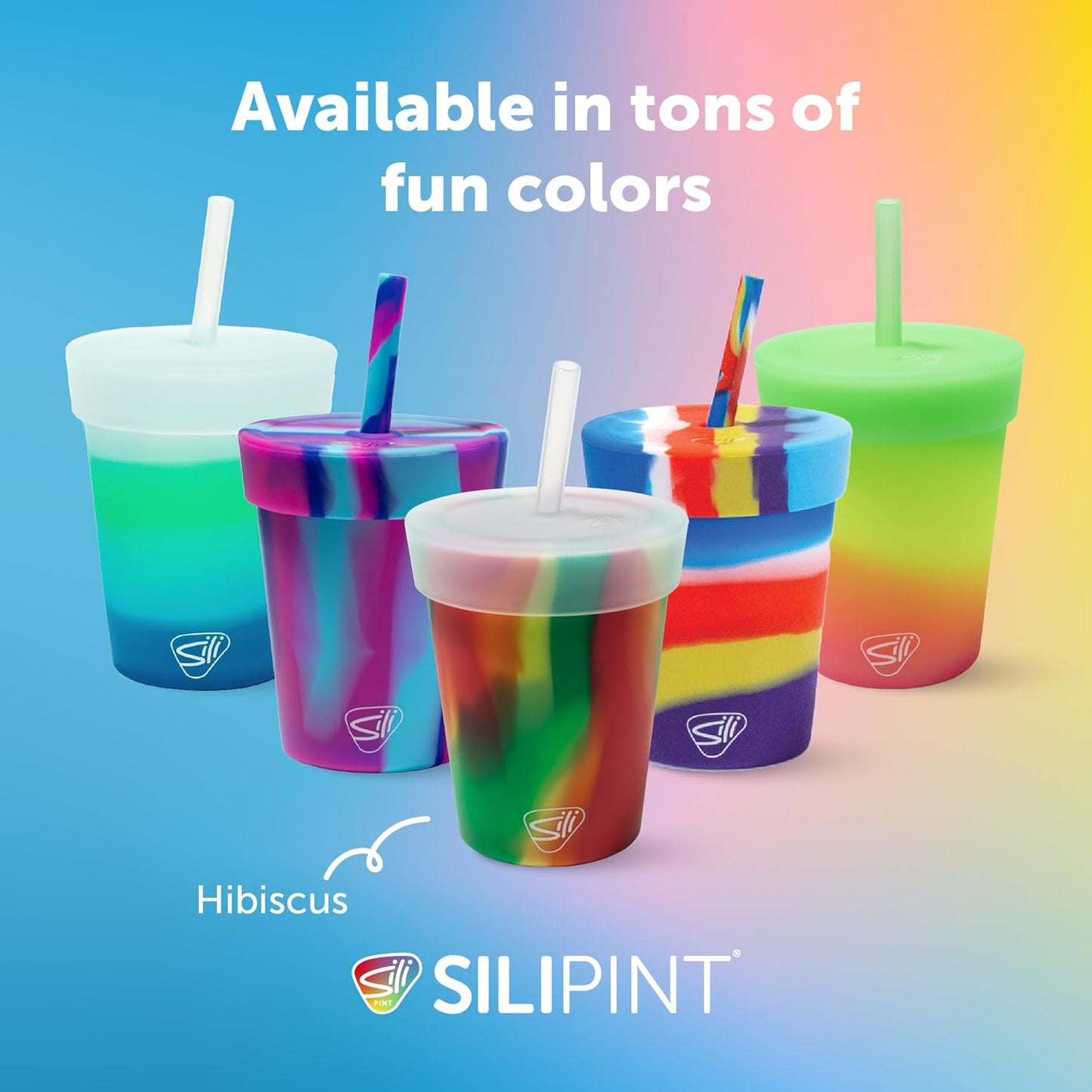 Silipint 8oz Silicone Tumbler with Straw and Lid – Unbreakable, BPA Free, Non-Toxic, Dishwasher, Microwave, Freezer Safe Tumbler Cup – Drinkware for Juice, Smoothies, Coffee (Cool Berry Crush)