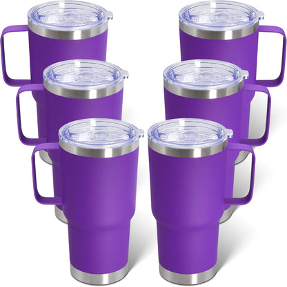 20 oz Tumbler with Handle and Lid, Stainless Steel Tumbler Insulated Travel Coffee Mug, Spill Proof Double Wall Vacuum Tumbler Cup Keep Drink Hot & Cold,White, 1 Pack