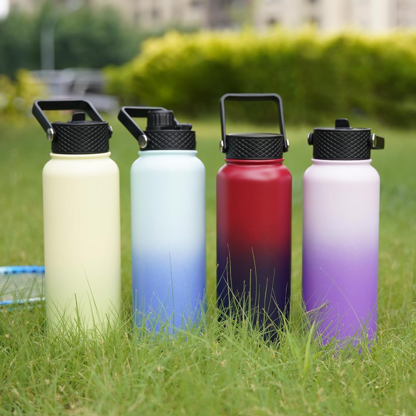 BJPKPK Insulated Water Bottles with Straw Lid, 40oz Stainless Steel Water Bottles with 3 Lids, BPA Free Leakproof Thermo, Tumblers, Cups for Sports, Gym- Midnight - Colors A