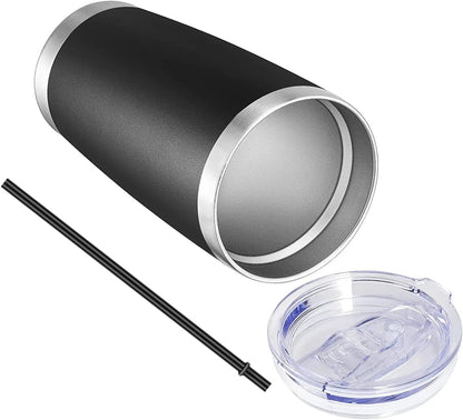 VEGOND 20oz Tumbler with Lid and Straw Stainless Steel Tumbler Cup Bulk Vacuum Insulated Double Wall Travel Coffee Mug Powder Coated Coffee Cup, Black, 12 Pack